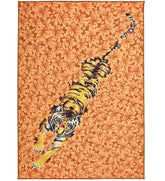 Tiger print floral machine washable rug.